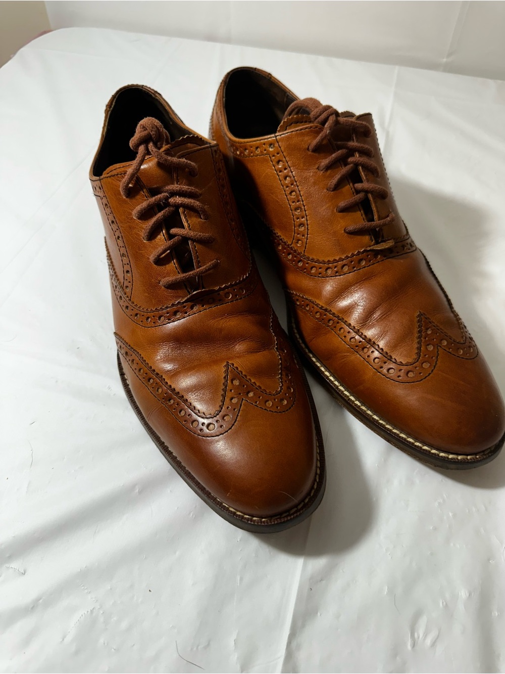 Cole Haan Men’s Tan Leather Wingtip Oxfords Size 9 - Picture 13 of 14